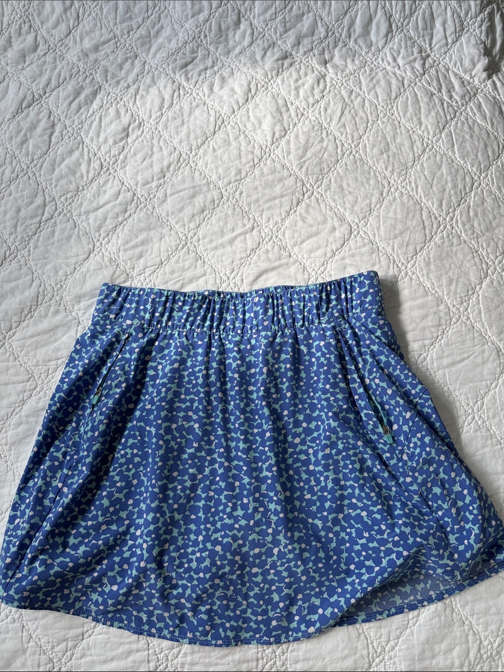 Talbots Blue and Mint Patterned Elastic Waist Skirt